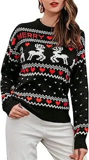 BerryGo Women's Long Sleeve Knit Pullover Sweater Ugly Christmas Reindeer Sweater
