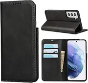 [Cavor] for Samsung Galaxy S21 5G Case,Galaxy S21 4G Case,Cowhide Pattern Leather Case Magnetic Wallet Cover with Card Slots (6.2") -Black