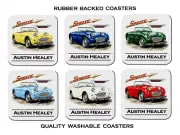 AUSTIN HEALEY FROGEYE SPRITE SET OF 6 RUBBER DRINK COASTERS