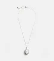 [Mateo] Mateo 14kt gold necklace with Baroque pearl and diamonds One Size white