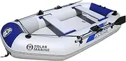 Solar Marine 5/6 Person 3M Inflatable Boat Laminated Wear Resistant Fishing Boat Raft Kayak Canoe Thick PVC Extra Space with Anti-Stress Air Deck Aluminum Paddles and High Output Air Pump