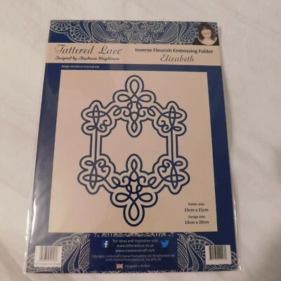 ELIZABETH INVERSE FLOURISH EMBOSSING FOLDER - 15cm X 22cm x TATTERED LACE