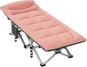 Portable Folding Camping Cot, Camping Cot with Thick Pad, Outdoor Portable Folding Lounge Chair Sleeping Cots Bed, Perfect for Camping, Pool, Beach,A FANDIAO