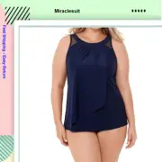 Miraclesuit Womens Illusionists Ursula Underwire Tankini Top, Midnight Blue, 18
