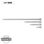 Milwaukee Extension Set 1/4 in Drive Socket Wrench Tool Chrome 4 Piece Durable