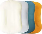 Muslin Baby Lounger Cover 4 Pcs, Soft Cotton Slipcover for Infant Padded Lounger Comfortable Lounger Pillow Case Newborn Floor Seat Cover for Babies Boys Girls (White/Gray/Blue/Ginger)