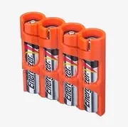 Storacell SLAAA4pkORG by Powerpax Slimline AAA Battery Caddy, Orange, Holds 4 Batteries