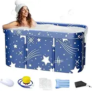 Portable Bathtub, Foldable Freestanding Bathtub for Adults,Kids,Boys and Girls, Therapy Tub for Shower Stall Bathroom Fold Up Japanese Soaking Hot SPA Large 45 inch, Hot Bath Tub, Ice Bath
