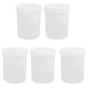 5pcs 500ml Plastic Wide Mouth Liquid Storage Cylinder Bottle Container White