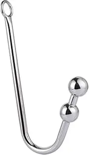 Novelties Anal Bead, Stainless Steel Anal Hook Butt Plug with 2 Balls, Rope Hook with O Ring, Bondage Fetish Toy for Unisex Adult Romi