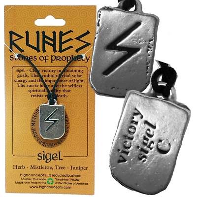 Viking Norse Rune "SIGEL" OBTAINING GOALS 2-sided Amulet Pendant +Cord