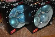 NEW The Christmas Shoppe Glass Ornaments Set/8 BALL Light Blue 3.3" SNOWFLAKES