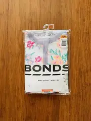 Bonds Cherry Bloom Floral White Purple Zip Wondersuit Size 00 BNIP