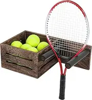 BEARUT Wall Mounted Tennis Racket Holder Badminton Racket Storage Rack Ping Pong Paddle Holder Tennis Ball Storage Basket Rack