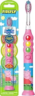 Firefly Ready Go Brush, Peppa Pig, Light Up Timer Toothbrush, Premium Soft Bristles, 1 Minute Timer, Less Mess Suction Cup, Battery Included, Easy Storage, for Ages 3+, 1 Count