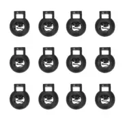 20pcs Plastic Cord Lock Single Hole Toggle Stopper Round Ball Shaped, Black