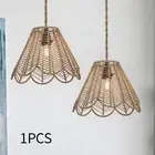 Woven Paper Rope Lamp Shade Bohemian Handwoven for Home Living Room Bedroom