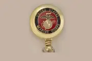 MARINE CORPS USMC Retractable Reel ID Badge Holder Key Ring Military FREE SHIP