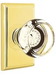 Emtek 8121GTUS3 Passage, Rectangular Rosette, Georgetown Knob, Polished Brass