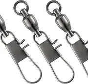 Dr.Fish 30 Pack Ball Bearing Snap Swivels, Swivels Fishing Tackle with Safety Interlock Snap Saltwater Freshwater Stainless Fishing Clips Clasp Leader Line Hook Sinker Connector