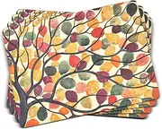 Pimpernel Dancing Branches Collection Placemats | Set of 4 | Heat Resistant Mats | Cork-Backed Board | Hard Placemat Set for Dining Table | Measures 15.7” x 11.7” Multicolor
