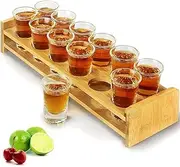 12 30ml Wine Glasses with Wine Glass Rack, Shot Glass Set, Small Glass Shot Cups Clear Crystal Shot Glass for Vodka, Whiskey, Tequila, Espresso, Liqueur and Home Party Bar