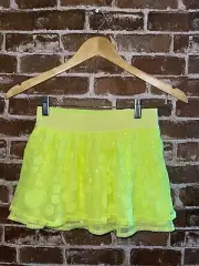 NWT JUSTICE GIRLS 8 SKIRT ELECTRIC YELLOW POLKA DOTS SEQUINS SPARKLY WAISTBAND