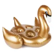 SUNNYLIFE - INFLATABLE GOLD SWAN DRINK HOLDER / POOL FLOAT TOY - HOLDS 4 CUPS