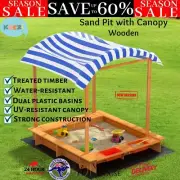 Keezi Kids Sandpit Outdoor Toys Wooden Water Box Large Sand Pit Canopy 149cm