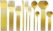ASFGH112 30Pcs Matte Black Gold Cutlery Set Stainless Steel Dinnerware Knife Dessert Fork Spoon Dinner Silverware Party Tableware Set Steel Flatware (Color : Gold)