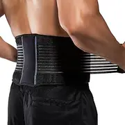 BraceUP Stabilizing Lumbar Lower Back Brace and Support Belt with Dual Adjustable Straps and Breathable Mesh Panels (L/XL)