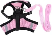 BESPORTBLE Mesh Dog Harness with Adjustable Vest Collar Breathable Back Chest Strap for Small and Dogs and Puppies Comfortable Fit for Daily Walks and Outdoor Activities Pink