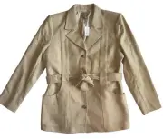 NWT Banana Republic Women’s NORFOLK LINEN-COTTON JACKET Cream Herringbone Sz 18