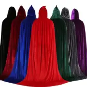 Halloween Hooded Cloak Velvet Hooded Cape Cosplay Costume for Unisex Adult Kids