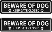 2 Pack Beware of Dog Sign, 12X3 Inch Rust Free .040 Aluminum Metal Sign, Reflective, Fade, UV Protected