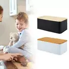 Bread Box with Bamboo Lid Metal Bread Bin Reusable Bread Container leoQq