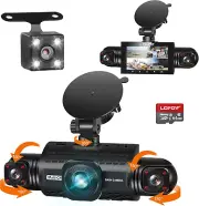 360° 4 Channel Dash Cam Front and Rear inside Left Right, Dash Camera for Cars