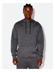 [Kenji] Trentham Tech Fleece Pull Over Hoodie in Charcoal Marle