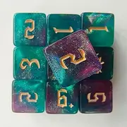 10 PC D6 dice 16mm Acrylic Dice Set for RPG MTG DND Dice Table Games and Board Games (Cyan+Purple)