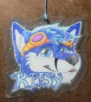 Custom Handmade Fursona Art Badges! Chibi Sparkles Laminated Furry Art