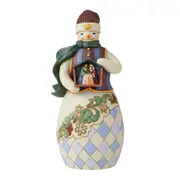 Jim Shore Heartwood Creek Christmas Snowman Holding Nativity Stable