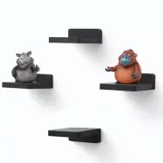 Small Floating Shelf, 4x4 Inch Display Ledges for 4 Inch - 4 Pcs Black