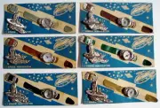 6 1950s SPACE NAVIGATOR TIN TOY WATCH COMPASS JAPAN MINT