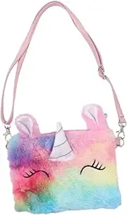 [VALICLUD] 1pc Unicorn Plush Shoulder Bag Rainbow Color Crossbody Purse for Soft Plush for Coins and Snacks Birthday Teens