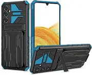 [Knoowcase] Samsung A34 5G Case Military Grade Shockproof Phone Case with Kickstand Detachable Card Holder Heavy Duty Protective Hard PC Shell Soft TPU Bumper Cover for Samsung Galaxy A34 5G, Blue