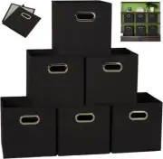 6 x Collapsible Foldable Cloth Fabric Cubby Cube Storage Bins Baskets 11 x 11 in