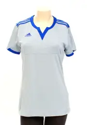 Adidas ClimaCool Gray & Blue Tiro 15 Short Sleeve Soccer Jersey Women's M NWT