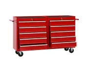 10 Drawers Tool Trolley Garage Toolbox Cabinet Sturdy Steel Organiser Flexible 140x33x77.2cm