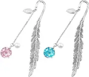 2pcs Metal Bookmarks Feather Bookmark Cute Funny Book Lovers Book Accessories