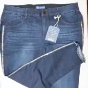 NEW! Democracy Jeweled Tuxedo Striped "Ab"solution Freedom Ankle Dark Wash Jeans